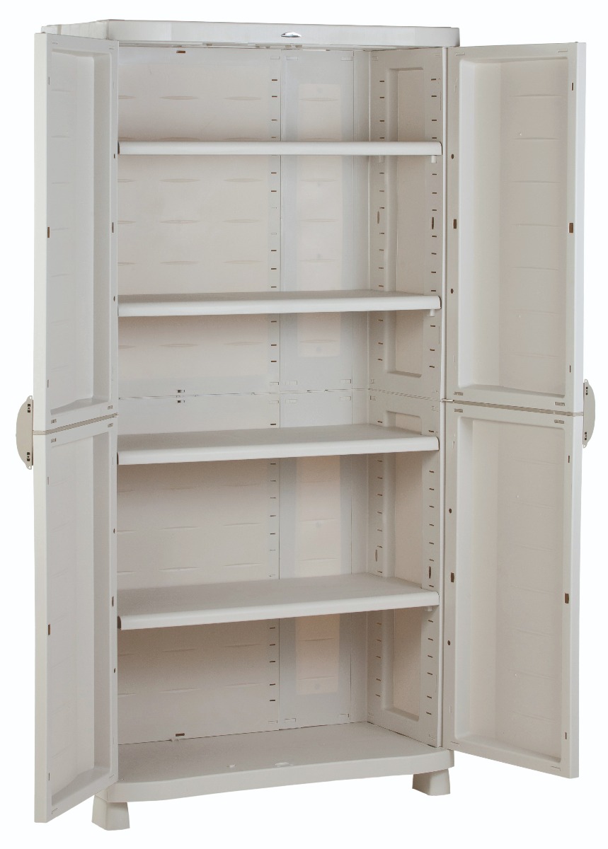 Intergard Kunststof opbergkast grijs 90x184cm met 4 inlegplanken