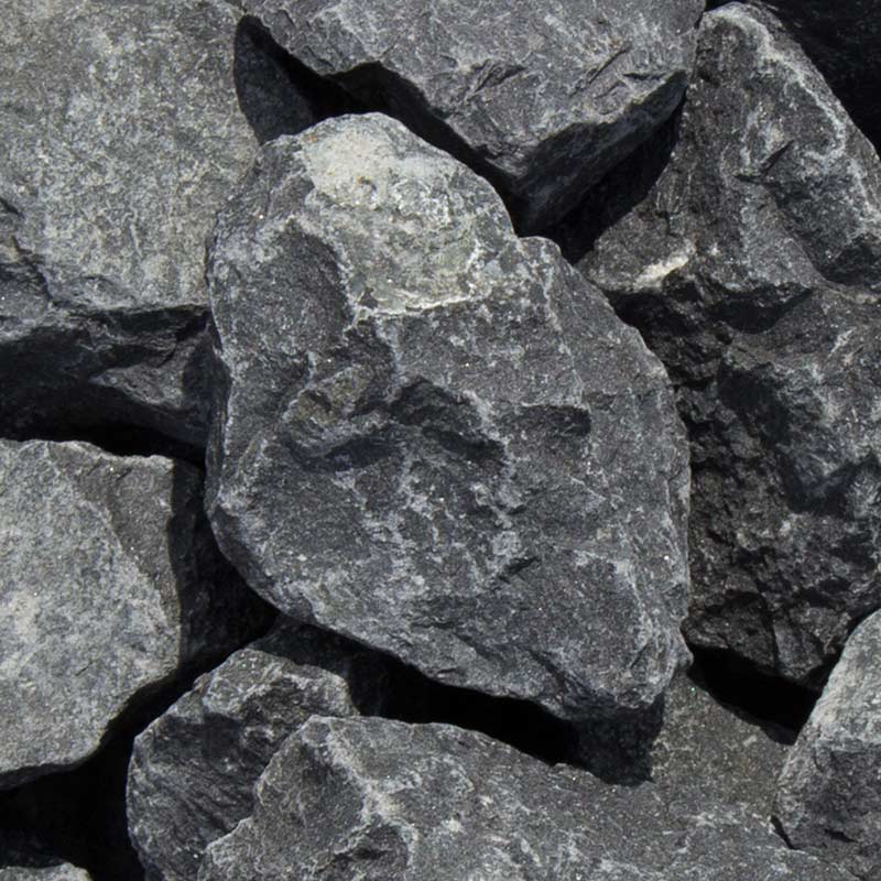 Breukstenen siersplit zwarte Basalt 1500kg.