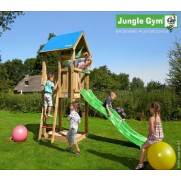 Wooden play house Jungle Castle Waveslide incl.