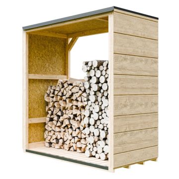Kaminholzregal 75x153x159cm aus Holz – FSC mit Boden & Dach