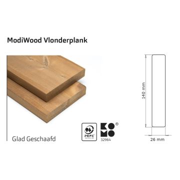 Terrassendielen thermisch modifiziert glatt gehobelt 420cm (26x140mm)