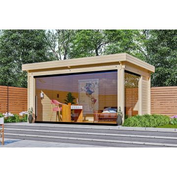 Terrassenüberdachung mit Glasschiebewände 448x340cm