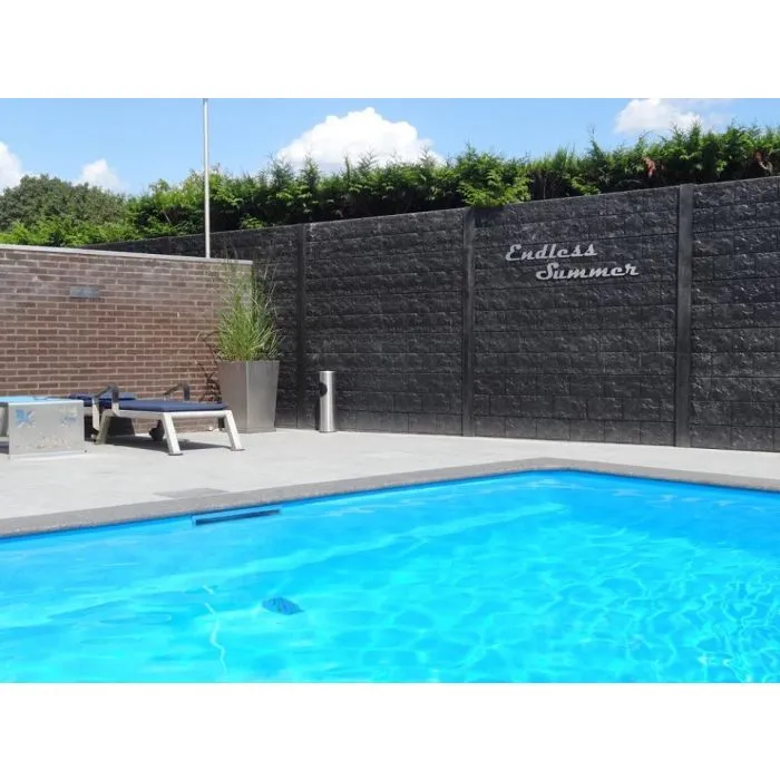 Betonzaun Rockmotiv grau 200x193cm doppelseitig