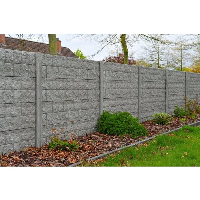 Betonzaun Rockmotiv grau 200x193cm doppelseitig