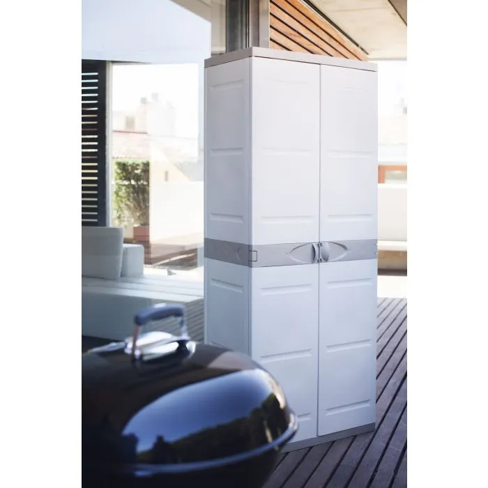 Kunststoffschrank Lagerschrank grau 70x176cm mit 4 Einlegeböden 