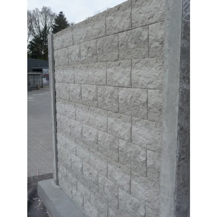 Betonzaun Rockmotiv grau 200x193cm doppelseitig
