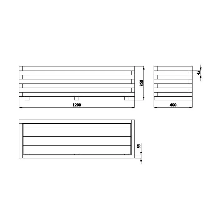 Blumenkasten holz rechteckig 120x40x35cm