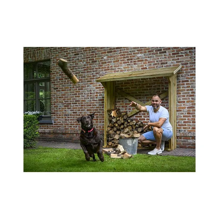 Kaminholzregal mit Gitter 180x180x70cm