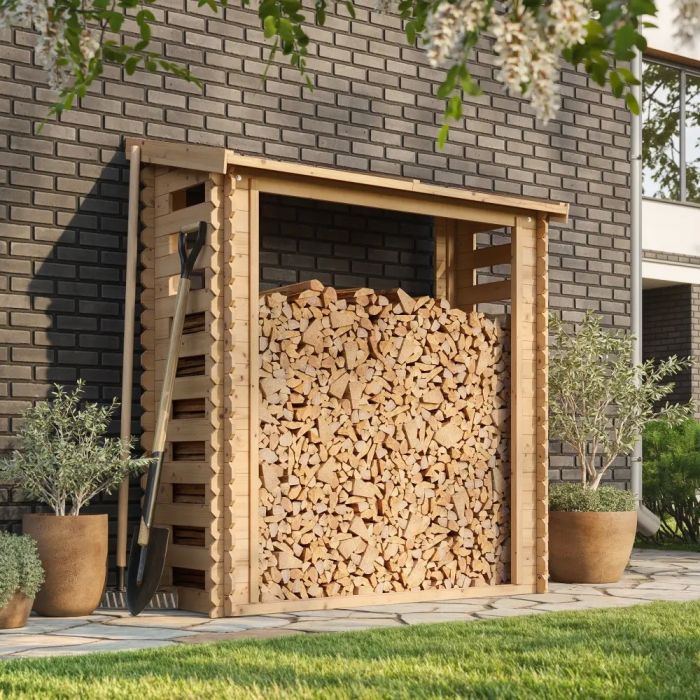 Houtberging haardhoutberging robuust voor haardhout met vloer 70x180x200cm