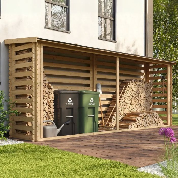 Houtberging haardhoutberging robuust voor haardhout 100x456x199cm