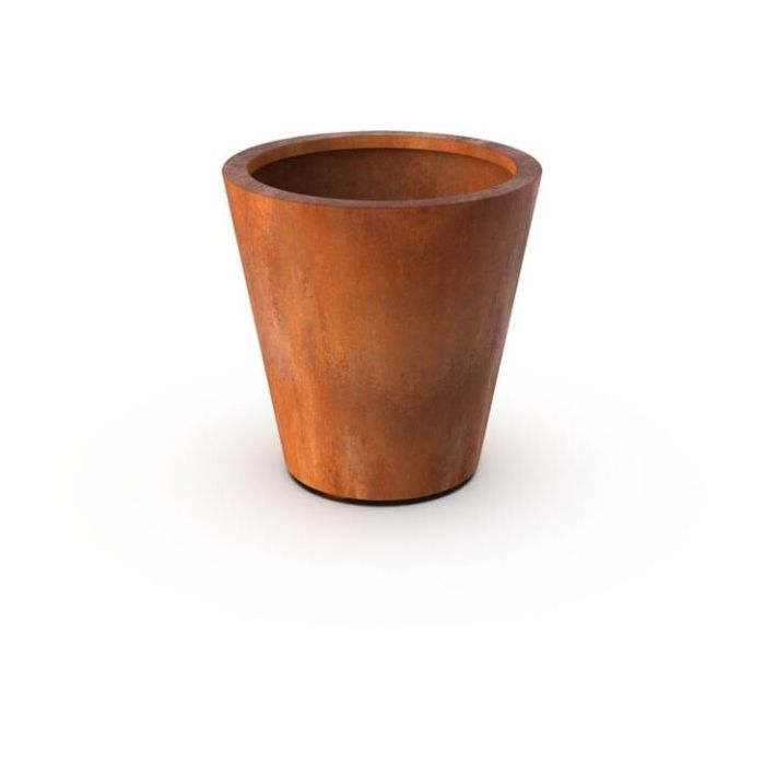 Jardineras acero corten redondo con base 100x100cm