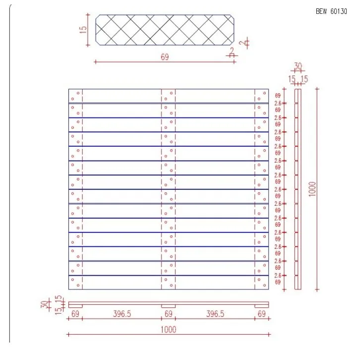 Terrassenfliesen Holzfliesen Bangkirai 100x100cm (glatt)