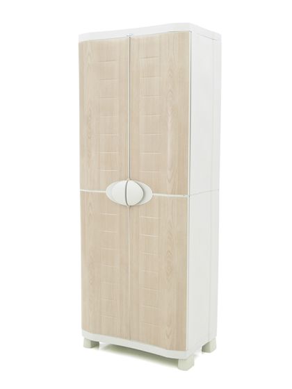 ARMOIRE DE RANGEMENT HAUT PORTE-BALAIS AVEC ÉTAGÈRES EN PVC RÉSINE BALCON  JARDIN