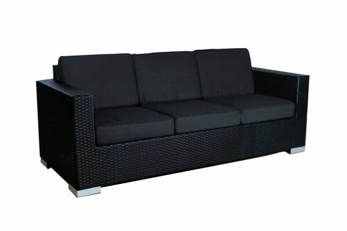 Tuinbank 3 zit Parijs - Zwart - Plat vlechtwerk