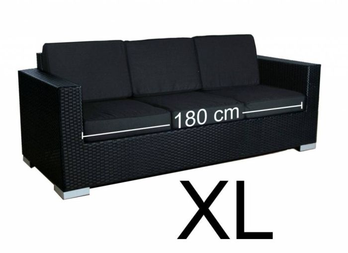 Tuinbank 3 zit Parijs XL - Zwart - Plat vlechtwerk
