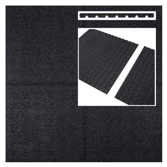 Rubberen tegels zwart 1000x1000x25mm prijs per m2