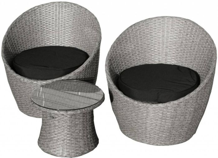 Egg set Milaan - Grijs geborsteld - Plat vlechtwerk