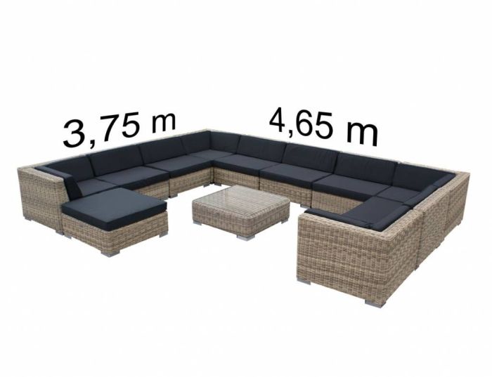 Loungeset Londen 4611 - Naturel - Rond vlechtwerk