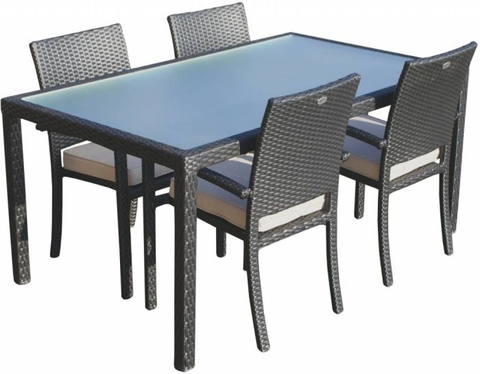 Tuinset Valetta II met Belgrado stoelen - Zwart - Plat vlechtwerk