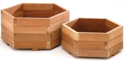 Hexagonal wooden planters hardwood Bangkirai 55x25cm