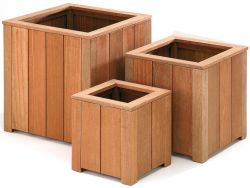 Jardineras de madera dura cuadrada conjunto