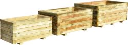 Rectangular wooden planters set