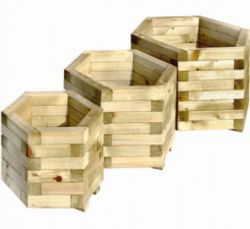 Jardineras de madera hexagonal conjunto