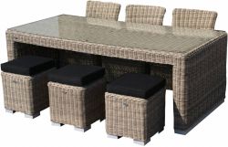Dining set Athens poly rattan natural for 6 people