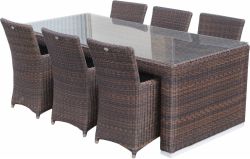 Dining set Athens poly rattan brown for 6 people