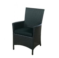 Garden chair Lisbon - black - flat poly rattan