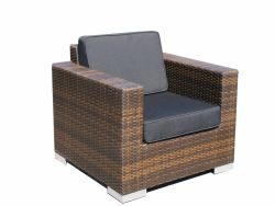 Lounge chair Paris poly rattan flat brown