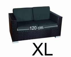Lounge bench Paris XL poly rattan 2-seat black