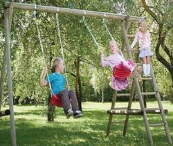 Wooden swingset rounded