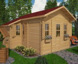 Holzhaus Ferienhäuser Blockhaus Oxford 6,5x8,8m