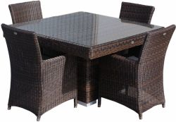 Dining set Tirana poly rattan brown for 4 people