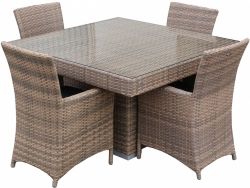 Dining set Tirana poly rattan cappuccino for 4 people