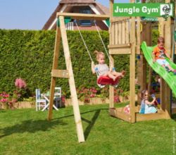 Wooden play house Jungle Hut swing
