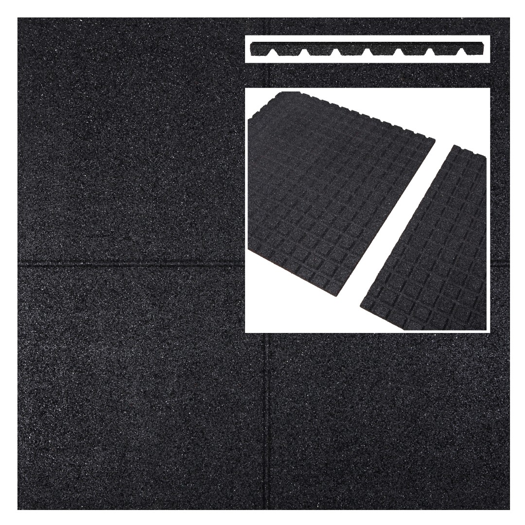Rubberen tegels zwart 1000x1000x45mm prijs per m2