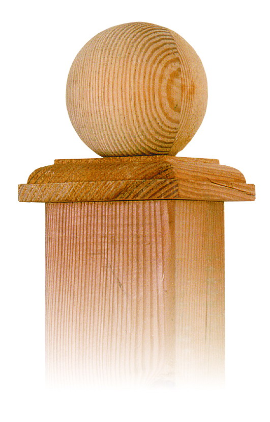 Paalornament hout bol voor tuinpaal 100mm