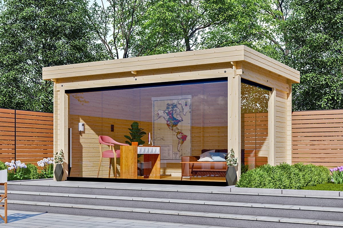 Terrassenüberdachung mit Glasschiebewände 448x340cm