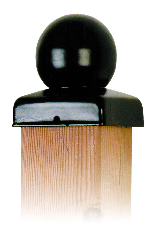 Paalornament zwart bol voor tuinpaal 91mm