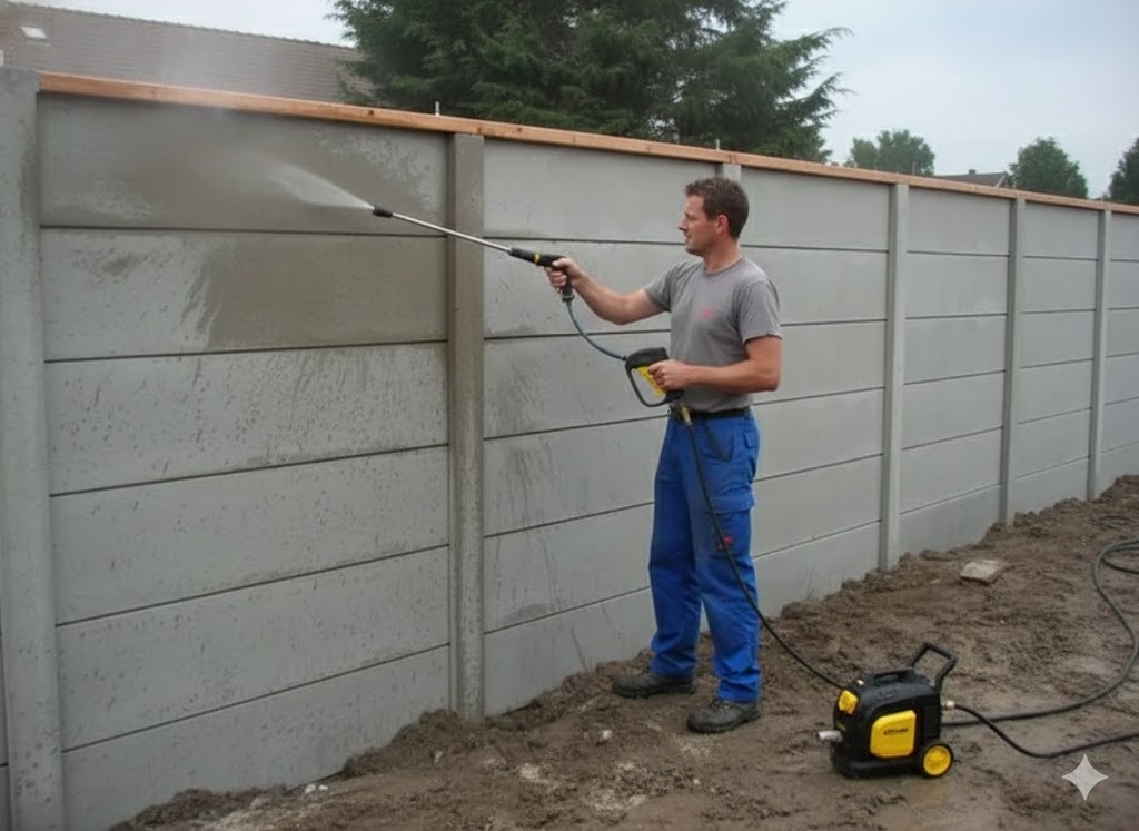 Nettoyer une clôture en béton